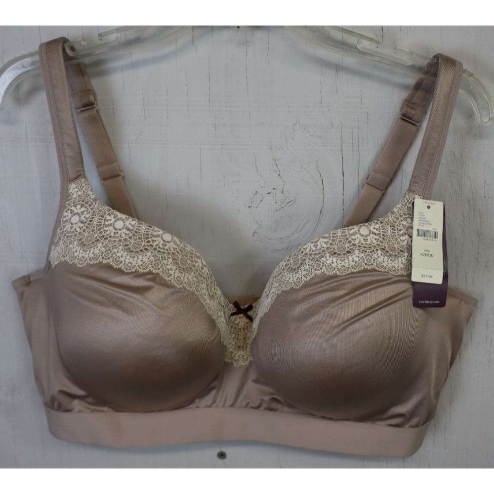Cacique Bra 42 DDD Sexy Support Full Coverage Underwire NEW NWT Brown Lace